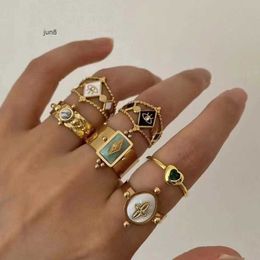 2023 New Designer Ring Band Rings Ins Titanium Steel Natural Stone Shell Fashion Style Non-fading Open Adxh