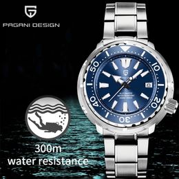 Wristwatches PAGANI DESIGN Men's Automatic Mechanical Watch NH35 Sapphire Glass Ceramic Bezel Tuna Diver Men Watch 30Bar Waterproof Luminous 230419
