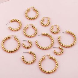 Hoop Earrings 20/30/40mm Fashion Big Chunky For Women Gold Plated Twisted Thick Open Hoops Statement Earring Retro Jewellery