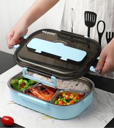 Dinnerware Sets Lunch Box Student Lunchbox Large Capacity With Separate Compartments Portable 304 Stainless Steel Insulated