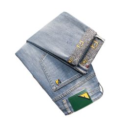 Jeans da uomo Primavera Estate Sottile Slim Fit Europeo Americano di marca di fascia alta Piccoli pantaloni dritti doppia F Q9549-3