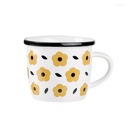 Mugs Nordic Cute Girl Heart Ceramic Coffee Cup Tulip Flower Mug Four Leaf Clover Small Fresh Couple Tea