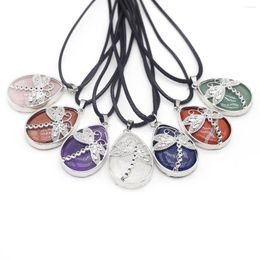 Pendant Necklaces Natural Stone Necklace Rose Quartz Amethyst Butterfly Rope Chains Healing Crystals For Women Jewelry