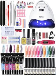 Nail Art Kits Set Acrylic Kit Semi Permanent Extension Polygels With UV Lamp Drying Drill Machine Tools2848639