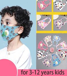 Fashion Cartoon Washable Children Mouth Mask with Breathing Valve Kids Face Cover PM25 Outdoor Environment MouthParty Masks3812246