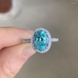 Cluster Rings Ruif Classical 3.95ct Lab Grown Paraiba For Women And Girls 925 Silver Ladies Light Luxury Daily Party Engagement Jewelry