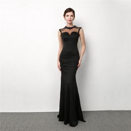 Casual Dresses Corzzet Women Fashion 2023 Black Transparent Beading Neck Sleeveless Long Mermaid Sexy Slim Party Club Vestidos