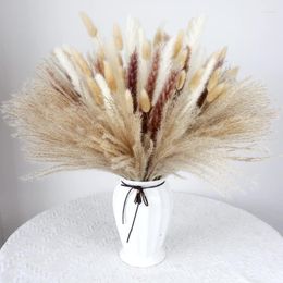 Decorative Flowers 90Pcs/lot Pampas Set Wedding Fluffy Natural Living Room Decoration Tall Grass Dried Bouquet Boho Home Decor