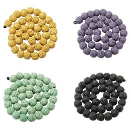 Loose Gemstones 6Mm Natural Rock Lava Stone Round Beads For Making Jewellery Necklace Bracelet Earrings Rings Craft Healing Volcanic G Dhote