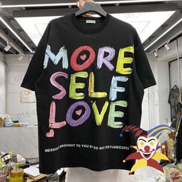 Men's T-Shirts 2022ss Colorful Large Letter Small Heart Print Loose Round Neck T Shirt Men Women Best Quality T-shirts Tops Tee T230419