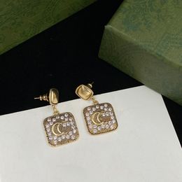 Chandelier fashion brand earring Colour diamond double G letter brass material personality g Earrings women wedding party designer Jewellery high quality