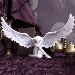 Decorative Objects Figurines Retro Resin Angel Wing Figurine Vivid Statue Living Room Tabletop Decor Home Decor 231117