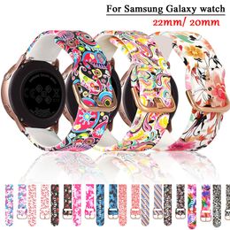 For Samsung Watch Silicone Printing Straps 20mm 22mm Galaxy Watch 3 4 5 Actve2 S2 S3 S4 Colourful Printed Bands