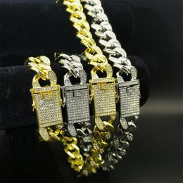 Halskette für Herrenkette Kubanische Verbindung goldene Ketten vereiste Schmuck Diamantarmband 20mm Abstandshalter Halskette für Männer und Frauen HipHop
