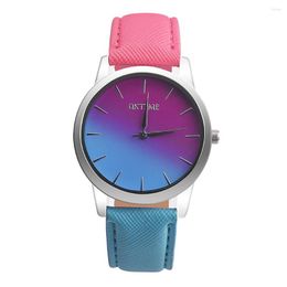 Wristwatches Retro Women Watches Luxury Gradient Dial Quartz Analogue Design Solid Leather Strap Gift Clock Zegarki Damskie