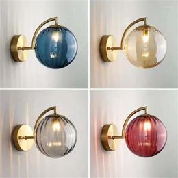 Wall Lamp Nordic Living Room Background Lamps Modern Glass Ball Aisle Bedroom Bedside Lights Indoor Decoration Lighting With LED Bulb