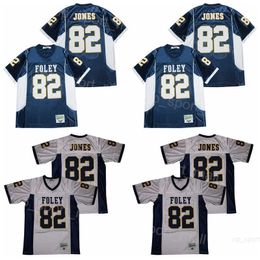 High School Football 82 Julio Jones Jerseys Foley Lions Moive Breathable College Pullover Retro Pure Cotton for Sport Fans Embroidery Team Colour Navy Blue White