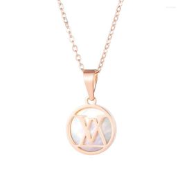 Pendant Necklaces Minimalist Shell Rose Gold Round For Women 2023 Fashion Kpop Stainless Steel Jewellery Accessories Drop