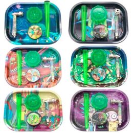 5 in 1 Metal Smoking Rolling Tray Airtight Herb Container Plastic Tobacco Grinder Kit Cigarette Smoke Set BJ