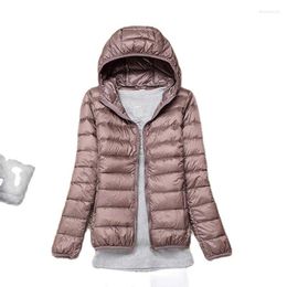 Women's Down Spring And Autumn Boutique Fashion High-end Brand Ultra-light Ultra-thin Ladies Casual Solid Colour Hooded Jacket