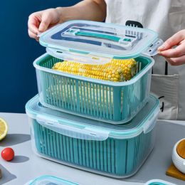 Storage Bottles Food Grade Plastic Crisper Box Multifunctional Freezable Practical Kitchen Sealed Case With Philtre Basket