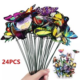 Decorative Objects Figurines Bunch of Butterflies Garden Yard Planter Colorful Whimsical Butterfly Stakes Decoracion Outdoor Decor Gardening Decoration 230418