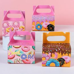 Gift Wrap 4PCS Donuts Boxes Cookie Candy Packaging Paper Bags Kids Birthday Supplies Donut Worry DIY Wedding