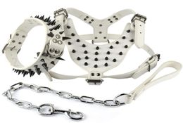 Cool Spiked Studded Leather Dog Harness Rivets Collar And Leash Set For Medium Large Dogs Pitbull Bulldog Bull Terrier 2 bbyxek1569003