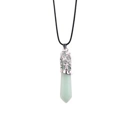 Pendant Necklaces Hexagonal Column Gemstone Six Pyramid Necklace Healing Chakra Crystal Stone Men And Women Spirit Energy Drop Deliv Dh74F