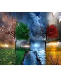 DIY Oil Painting By Numbers Four Seasons Theme 5040CM2016 Inch On Canvas For Home Decoration Kits Unframed9384851