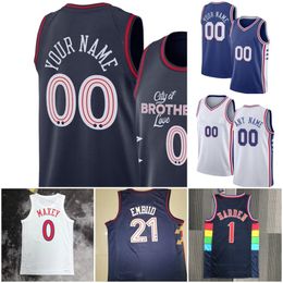 1 Harden 0 Maxey Navy White City basketball Jersey Men Youth Kids Allen 3 Iverson Joel 21 Embiid Philadelphia''75th Anniversary Jerseys 2023 76ers''Basketball