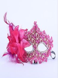 Party Flower Mask Halloween Venetian Masquerade Performance Party Leather Patch Gold Pink Lace Mask GB4186000512