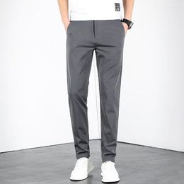 Men's Suits Lansboter Grey Spring And Summer Elastic Men's Casual Pants Slim Fit Thin Trousers Non-iron Straight Fashion