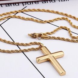 Pendant Necklaces Simple Silver/Gold Colour Stainless Steel Women/Men Fashion Cross Curb Cuban Necklace Jewellery