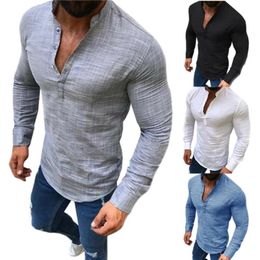 Men's Hoodies & Sweatshirts Plain Long Sleeve Tops Blouse Linen Muscle Shirt Casual Sports Basic Tee