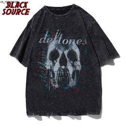 Men's T-Shirts HipHop Men Tshirt Skull Black T Shirt Dark Wind Style Black Plus Size Tops Harajuku Y2k Vintage Streetwear Men's Clothing Tops J230419