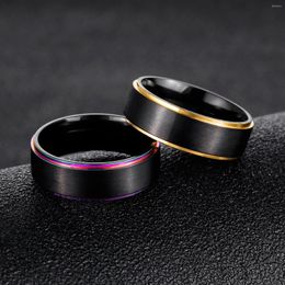 Cluster Rings Colourful Stainless Steel Men's Ring Changing Colour Women's Set Aesthetic For Teens Signet-ring Couple Woman Man