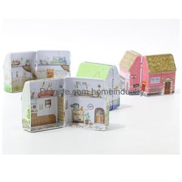 Gift Wrap Colorf Tinplate Box Admission Container Mini House Boxes Printing Pattern Packaging Boxs Festival Activity Accessories Mti Dhco3