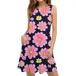 Casual Dresses Fashion Sunflower Printing Women's A-line Dress 3d Print Knee Length Sleeveless Spring Summer Daily 2023