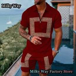 Mens Tracksuits Summer Men Luxury Vintage Polo Shirt Set Casual Turn Down Collar Tracksuit Male Fashion Clothing Beach Style Outfits Streetwear 230419