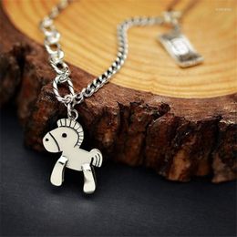 Pendant Necklaces Creative Retro Money Silver Plated Jewellery Personality Animal Pony Clavicle Chain Horse H259
