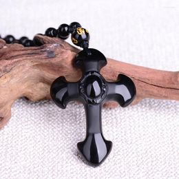 Pendant Necklaces Drop Jewellery Obsidian Necklace Cross For Men Womens Pendants