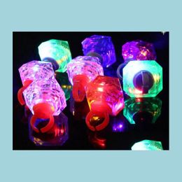 Party Favor Flashing Led Light Up Ring Glow In The Dark Flash Blinking Huge Diamond Shape Rings Hen Birthday Xmas Favors Diy Dhe1B