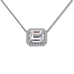 Personalised Jewellery Emerald Cut Moissanite Diamond VVS Pendant Necklace With White Gold