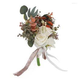 Decorative Flowers Artificial Flower Bouquet Romantic Bride Bridesmaid Holding For Wedding Celebrations Parties Dances Props