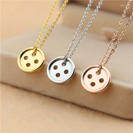 Chains Japanese And Korean Button Pendant Necklace Female Rose Gold Bone Chain Personality Versatile Simple