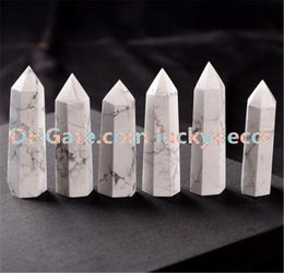 Nice 65cm85cm Natural White Polished Turquoise Prism Wand Marble Howlite Crystal Obelisk Quartz Point Specimen Healing Stone Hi7074146