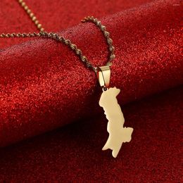 Pendant Necklaces Pakistan Map Stainless Steel Silver Colour Gold Pakistani Ethnic Jewellery