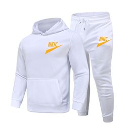 Men's Tracksuit Suit Warm Tracksuit Mens Brand LOGO Print Casual Solid Sweatpant Set Jogging Suit Plus Size