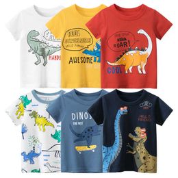 T-shirts Dinosaur T-Shirts for Boys 2023 Summer New Cartoon Tops Kids Clothes Children Fashion Short Sleeve Cotton Tee Shirt P230419